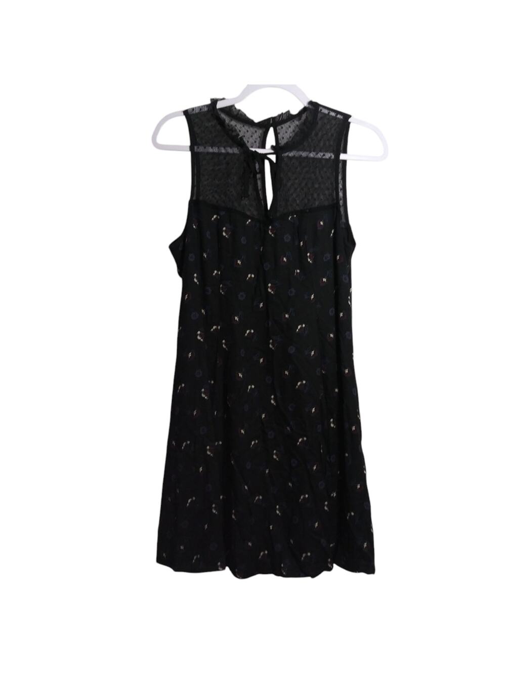 Hollister Black Floral Lace Panel Tie Neck Everyday Dress Size M